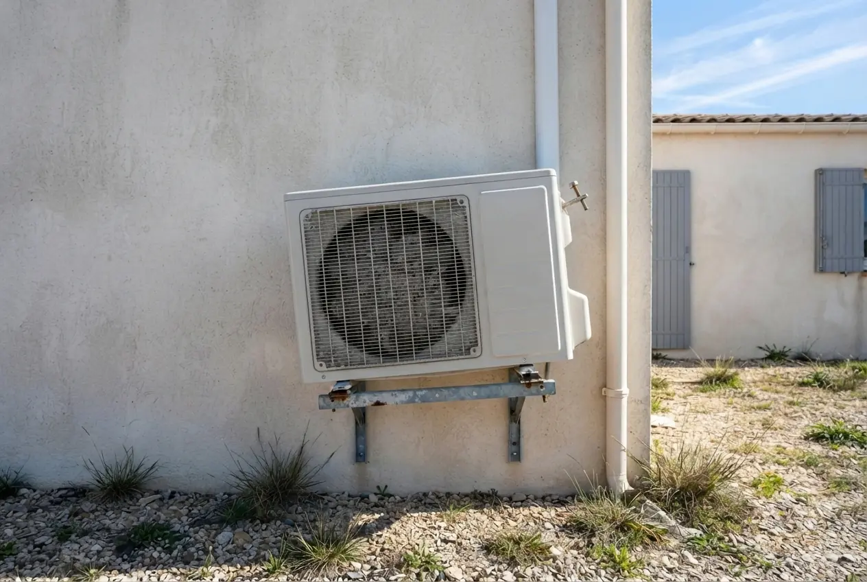 Unité extérieure de climatisation nettoyée et fixée à Port-Saint-Louis-du-Rhône